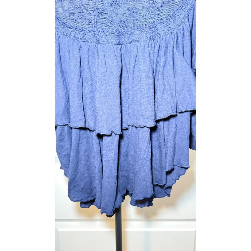 Free People Blue Rose Party Tiered Ruffle Babydoll SwingTop S/P